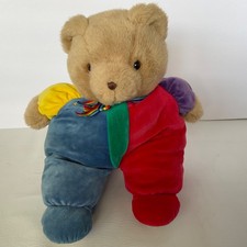 Vintage Eden Teddy Bear Plush Rainbow Bow Color Block Outfit Stuffed Animal 90s