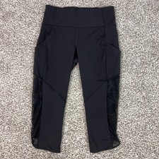 Lululemon Pants Womens 8 Black Mesh Pocket High Rise Capri Athletic Yoga Gym