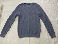 Zara Mens Sweater Large Crew Neck Knit 100 Fine Wool Pullover Classic Waffle