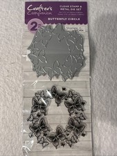 Crafter  s Companion Butterfly Circle Clear Stamp  Metal Die Set Stamps By Chloe
