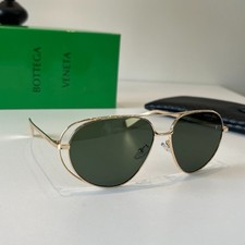 Bottega Veneta DY103 Gold Aviator Sunglasses Green Lenses 62-14-143