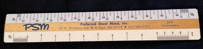 Woodrow Architects Scale Ruler Pocket 6'' Preferred Sheet Metal Advertising Promo
