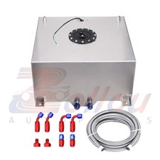20 Gallon Lightweight Polished Aluminum Race Drift Fuel Cell Tank W Fuel Line