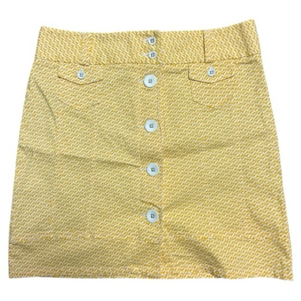L.L. Bean Yellow Geometric Mini Skirt Size 10
