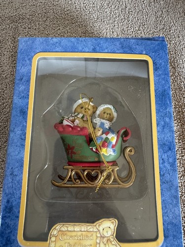 1998 Orsacchiotto Orsacchiotto Ornamento Enesco Noel Slitta Hillman 406635 In Scatola - Foto 2 di 4