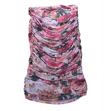Express Pink Floral Ruched Strapless Minidress Large cottagecore garden feminine