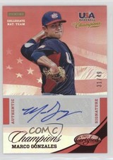 2013 Panini USA Baseball Champions Mirror Red 31/49 Marco Gonzales #10 Auto 0t2
