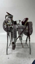 Charro Saddle – White & Burgundy “La Reina Bordada” Edition (15.5”)