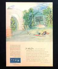1952 De Beers Diamond Advertisement Love Romantic Boat Ride Art Vtg Print AD