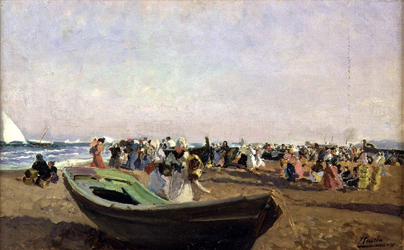 Póster impresión artística Sorolla Y Bastida Joaquín Playa De Valencia Pescadoras pared decoración