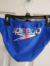 New Speedo Men's Swim Briefs True Cobalt Puzzle Pride Logo Size 34