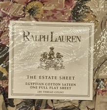 VTG RALPH LAUREN THE ESTATE SHEET EGYPTIAN COTTON SATEEN ONE FULL FLAT SHEET 280