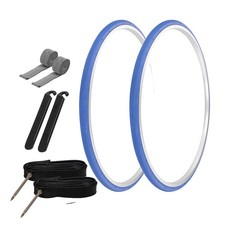 PRO TIRES 700 x 25 BLUE P-1035 W/ TUBES, RIM STRIPS, TIRE LEVERS 80mm Presta