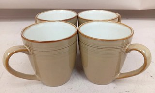 DENBY Intro Alfresco Caramel Beige Coffee/Tea Mugs x4 Contemporary Stoneware