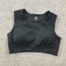 Tommie Copper Sports Bra Womens Large Black Copper Znergy Compression V Neck