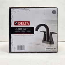 Delta Lorna 4 in. Centerset 2 Handle Bathroom Faucet with Drain Kit Matte Black