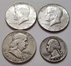 Silver Lot of 4 • 64 & 68‑D Kennedy • 52‑D Franklin • 52‑D Quarter • X38