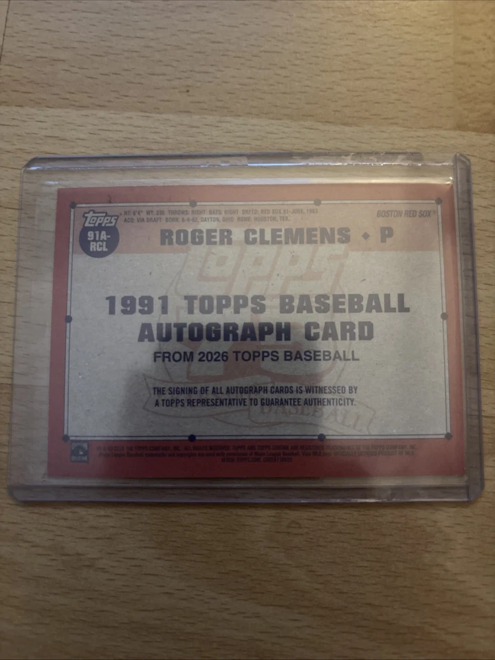 Roger Clemens Topps 75 On Card Auto 5/5 - Bild 2 von 2