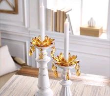 Valerie Parr Hill Set of 2 Amber Faceted Chandelier Candle Bobeches New
