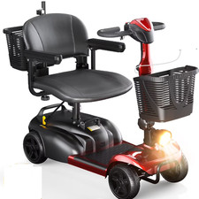 SACVON X01-Red 4-Wheel Mobility Scooter with Walking Stick Holder for Seniors,