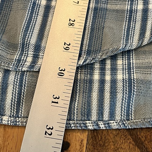 Vintage Levis Jeanshemd Herren XL blau & grau kariert langarm Knopfleiste LESEN - Bild 8 von 12