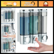 3-Chamber Shower Soap Dispenser, No Drill, 300ML, Wall-Mounted, Silver Finish