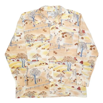 SUTTON PLACE Hommes Beige Imprimé Chemise XL Scenic Motif Décontracté - Photo 1/4