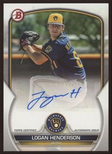 Logan Henderson Rookie #PPA-LH 2023 Bowman Prospect Autograph Milwaukee Brewers