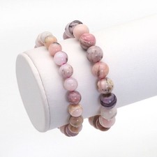 Genuine Pink Opal Round Smooth Stretchy Bracelet, Sku EF409