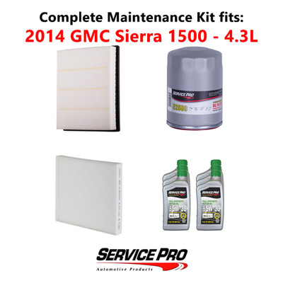 2014 GMC Sierra 1500 4.3L Complete Air, Oil & Cabin Filter Kit (5W-30)