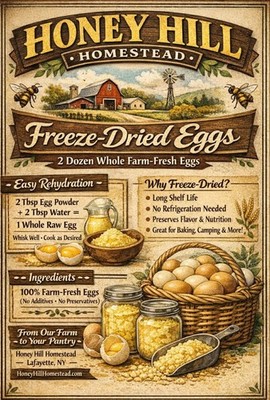 Freeze Dried Powdered Eggs, 2 dz., Free-Range Cage-Free - DISCOUNT+FREE SHIPPING