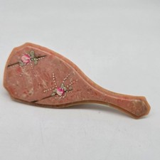 Vintage Pink Marbleized Baby Brush With Floral Design