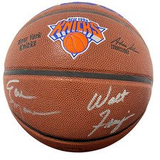 Earl Monroe Walt Frazier Dual Signed Wilson Knicks Basketball Beckett W BAS COA