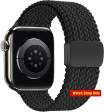 Adjustable Braided Elastic Band for Apple Watch Series 10 38mm 40mm 41mm, Black