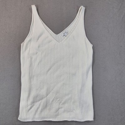Nine West Womens Large Long white ribbed tank top Sweater