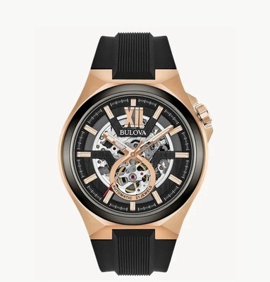 Bulova Maquina Automatic Skeleton 46mm Rose Gold Men's Watch 100m