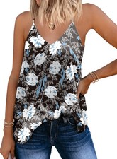 Zeagoo Floral Sleeveless Tops for Women Spaghetti Strap 3X-Large, Floral-21