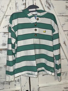 Magnolia Lane Masters Collection Hooded Womens M Green White Button Golf Sweater
