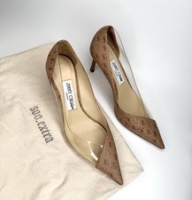 Jimmy Choo Cass 95 Leather Vinyl Size Eu 37 US 7 Pump Beige Brown