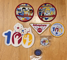 Set of 7 assorted Girl Guiding 2010 centenary cloth and pin badges 