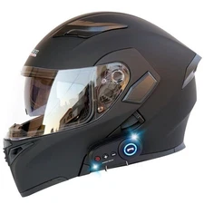 DOT Motorcycle Headset Bluetooth Helmet Modular Dual Visor Flip Up Full Face