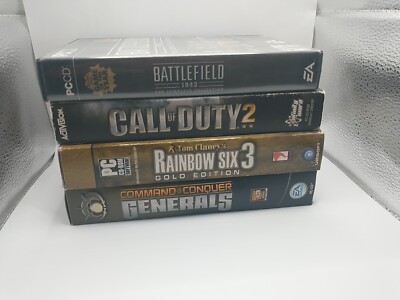 Microsoft PC game lot Rainbow 6 Gold, Battlefield 1942 Complete, Call Of Duty 2