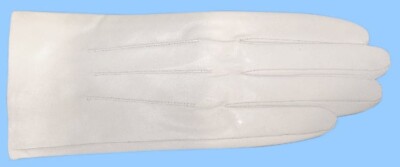 NEW MENS White LEATHER GLOVES with SILK LINING-GENUINE LAMBSKIN Dress Gloves