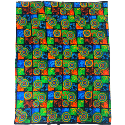 Tela africana estampado de cera 6 yardas 100 % algodón negro verde azul material de costura - Imagen 21 de 22