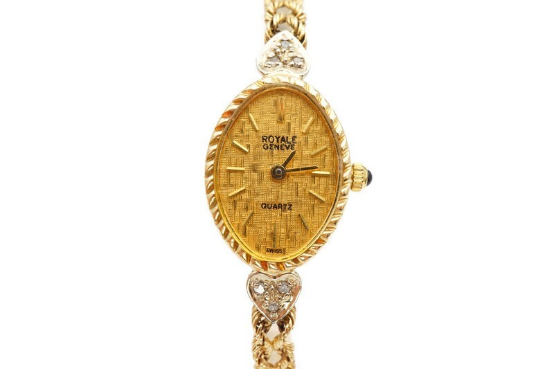 Geneve Royale Watch Womens 14k Yellow Gold Diamond Rope New