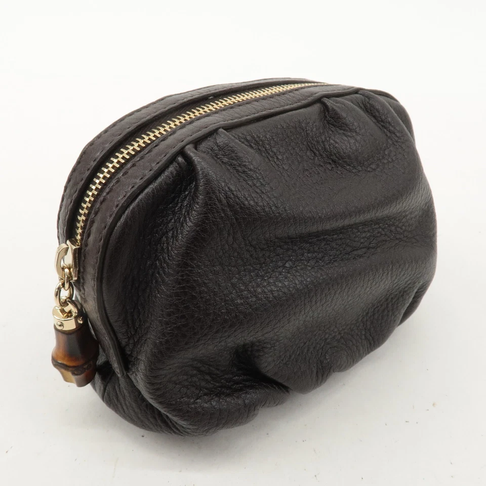 Auténtica bolsa de bambú GUCCI bolsa de cosméticos cuero marrón 246175 usada Foto 4 de 4