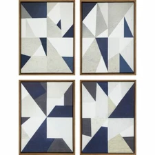 Project 62 , Triangulation 4pc Printed Canvas Framed Wall Canvas, Ea14 x 11 NIB