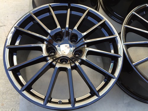 20" PORSCHE PANAMERA MADE IN GERMANY OEM ORIGINAL ""BLACK SPORT DESIGN"" WHEELS. - Picture 3 of 12