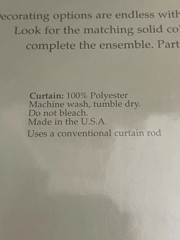 Vintage JCPENNEY COLLECTION Window Curtain 68”x45” W/ Tiebacks Bayberry NEW - Image 3 of 4