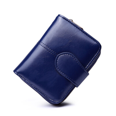 RFID Womens Small Bifold Leather Wallets Card slots ID Window Zipper Coin Purse